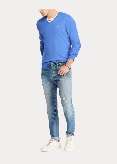 Sueter Polo Ralph Lauren Hombre Azules - Cotton V-Neck - MFLXJ3170